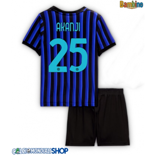 Maglie da calcio Inter Milan Manuel Akanji #25 Prima Maglia Bambino 2025-26 Manica Corta + Pantaloni corti)